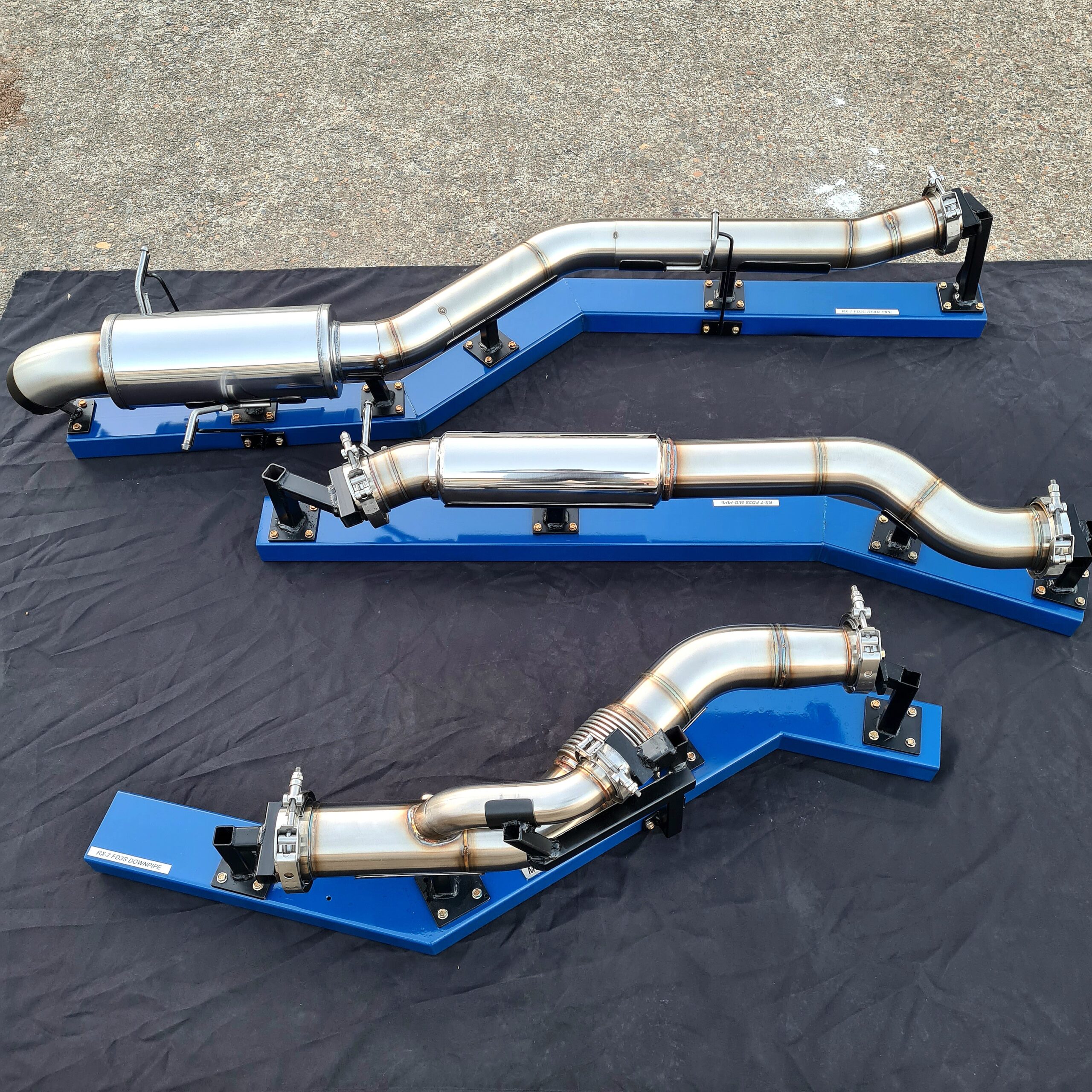FD3S RX-7 custom 3.5 inch stainless exhaust system TIG welded